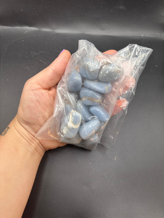 1/2lb. ANGELITE TUMBLED STONES