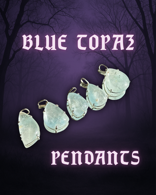 BLUE TOPAZ PENDANT ~ STERLING SILVER