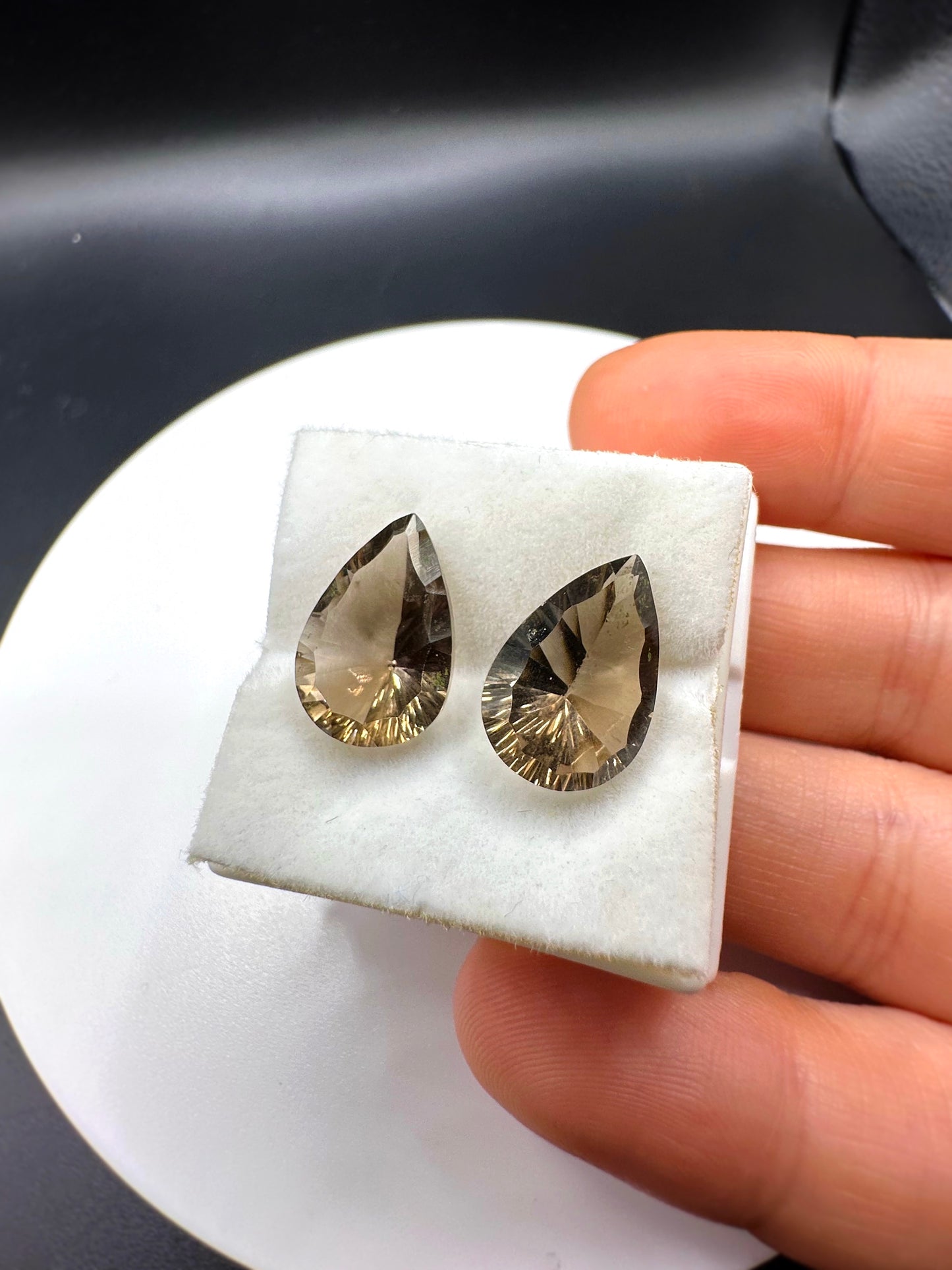 10ct. PEAR CUT SMOKY QUARTZ PAIR