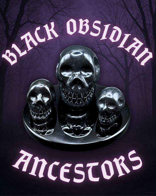 BLACK OBSIDIAN ANCESTORS ~ CRYSTAL SKULL
