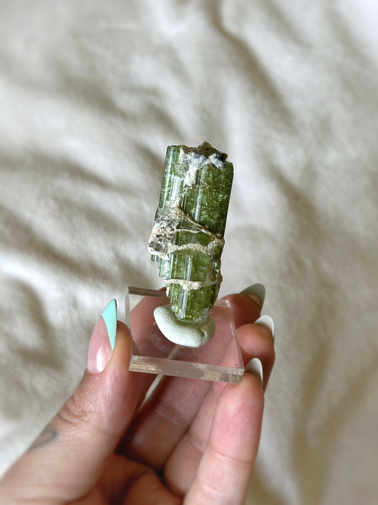 27g. VERDELITE & LEPIDOLITE W/ QUARTZ CORE