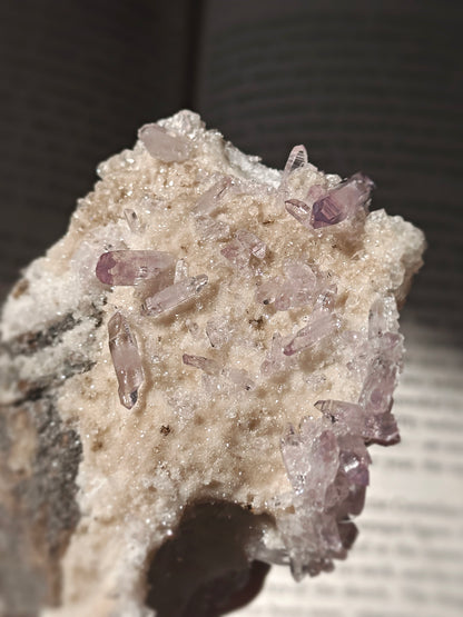 239g. AMETHYST w/ ANALCIME ON DRUZY MATRIX