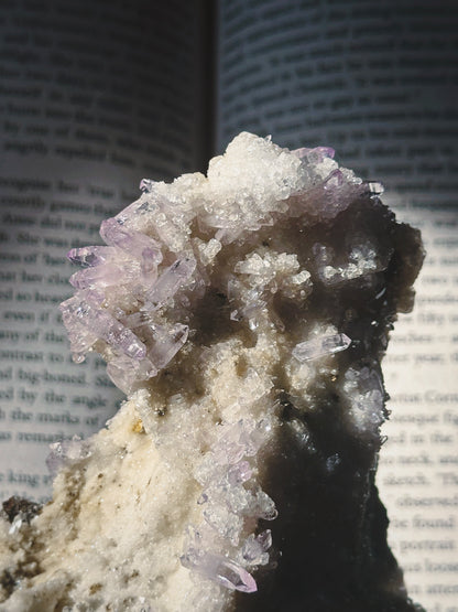 239g. AMETHYST w/ ANALCIME ON DRUZY MATRIX