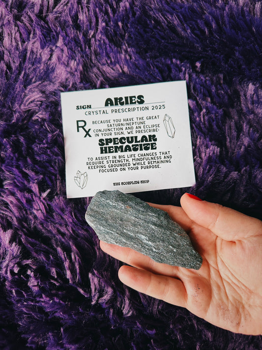 SPECULAR HEMATITE - ARIES - CRYSTAL PRESCRIPTION 2025