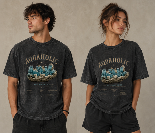 AQUAHOLIC ~ Vintage Wash Cotton T-Shirt