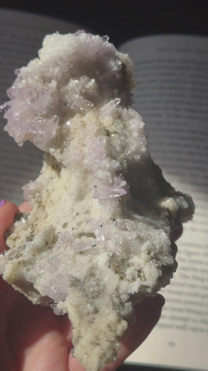 239g. AMETHYST w/ ANALCIME ON DRUZY MATRIX